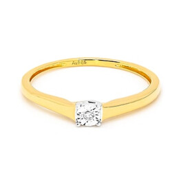 Zásnubní prsten ze žlutého zlata s diamantem RR776Y
