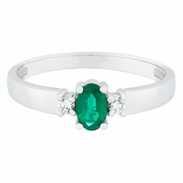 Zlatý prsten s diamanty a smaragdem W264