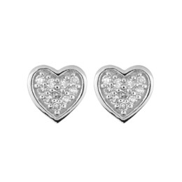 Diamantové náušnice z bílého zlata ve tvaru srdce ZE101450