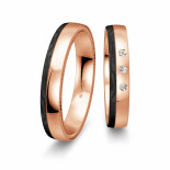 Snubní prsteny Carbon z bílého zlata se třemi diamanty - Cena za pár 4806510-4806509