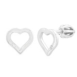 Náušnice z bílého zlata ve tvaru srdce s diamanty 21ZP2500909