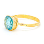 Prsten ze žlutého zlata se světle modrým kamenem 991158390567