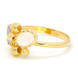 Prsten ze žlutého zlata s fialovým kamenem a opálem 991160390566