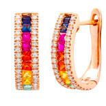 Náušnice z růžového zlata s barevnými safíry a diamanty DAE1016MCS14R