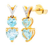 Náušnice ve tvaru srdce ze žlutého zlata s topazem a diamanty  PE335653BTY