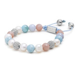 Dámský náramek s perlami, aventurínem, modrým achátem a larimarem WCZ8068M