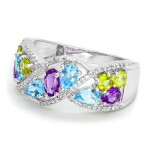 Prsten z bílého zlata s diamanty a drahokamy ZR137AMBTOL