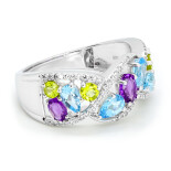 Prsten z bílého zlata s diamanty a drahokamy ZR137AMBTOL