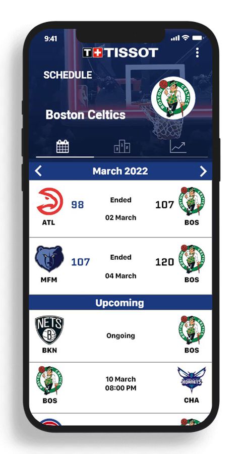 Přehled zápasů NBA v aplikaci T-Touch Connect